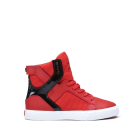 Supra SKYTOP Høye Sneakers Barn Rød/Svart/Hvite | NO-63245